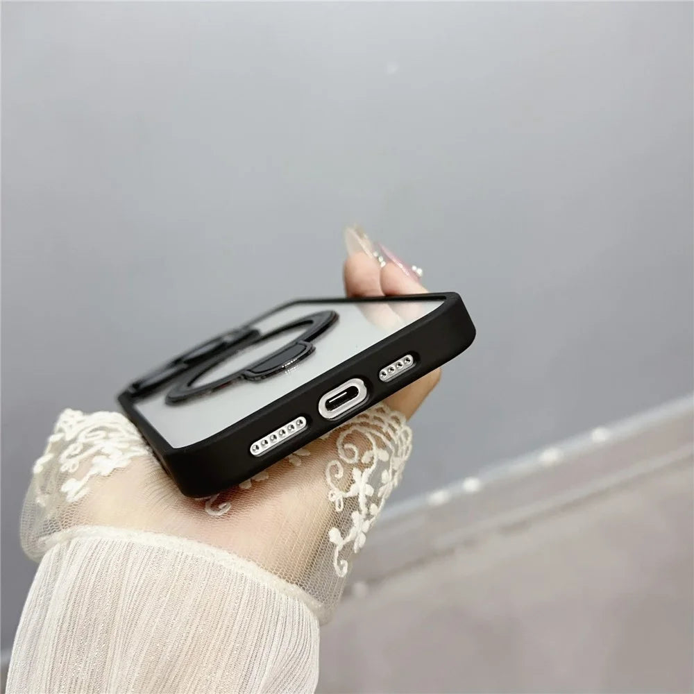 For iPhone 15 Pro Max Case Dual Kickstand Acrylic + TPU Phone Case Compatible with MagSafe - Dark Purple - 7