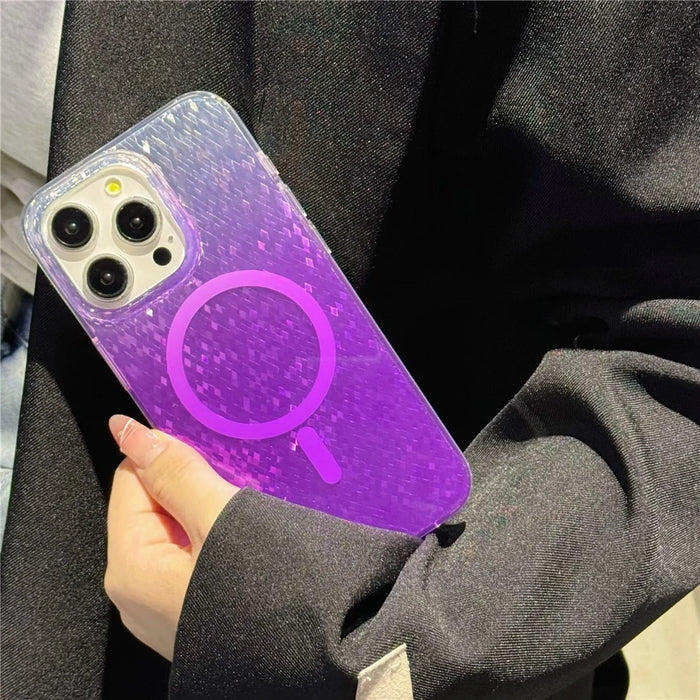 For iPhone 15 Pro Max Magnetic Case Geometric Rhombus IMD PC+TPU Phone Cover - Purple - 2