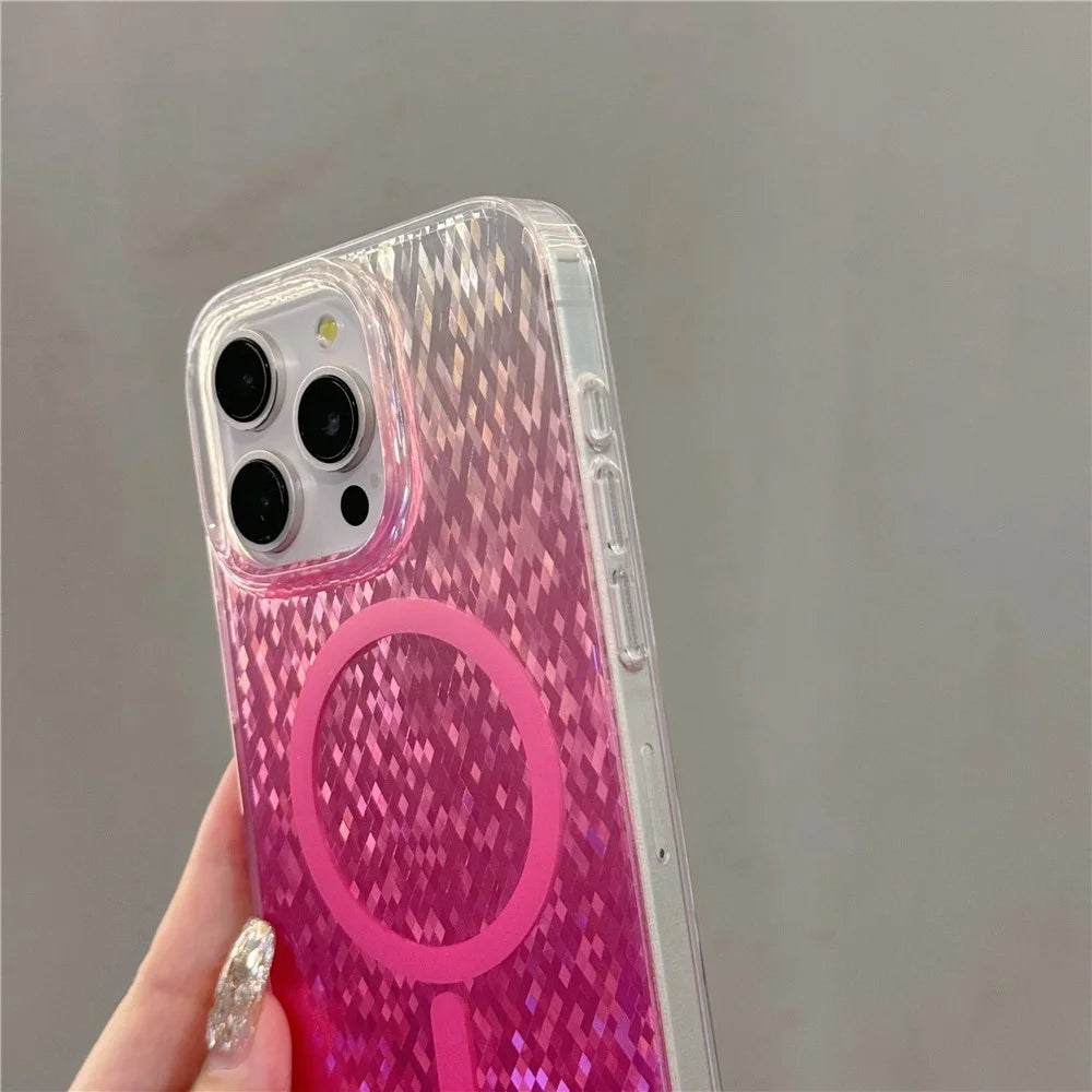 For iPhone 14 Pro Case Compatible with MagSafe IMD Geometric Rhombus PC+TPU Phone Cover - Purple - 4