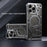 Auspicious Cloud Series For iPhone 15 Pro Max Magnetic Case Aluminum Alloy Hollow Kickstand Phone Cover - Grey - 2