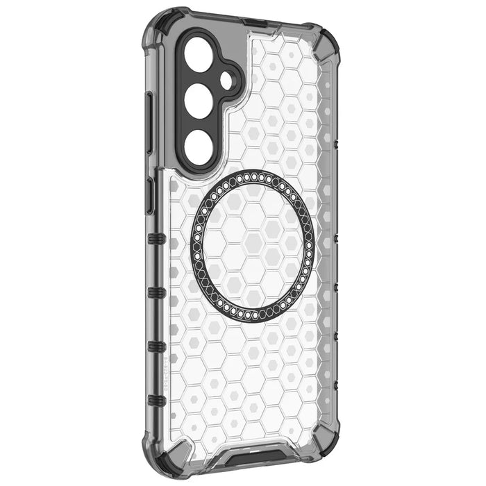 For Samsung Galaxy S23 FE Case Honeycomb Magnetic Ring TPU+PC Phone Cover - Transparent - 3