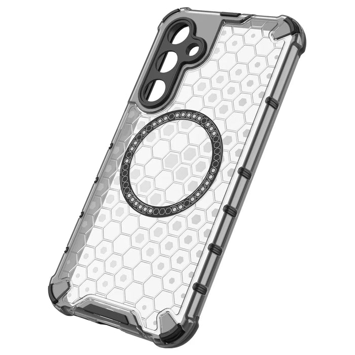 For Samsung Galaxy S23 FE Case Honeycomb Magnetic Ring TPU+PC Phone Cover - Transparent - 4