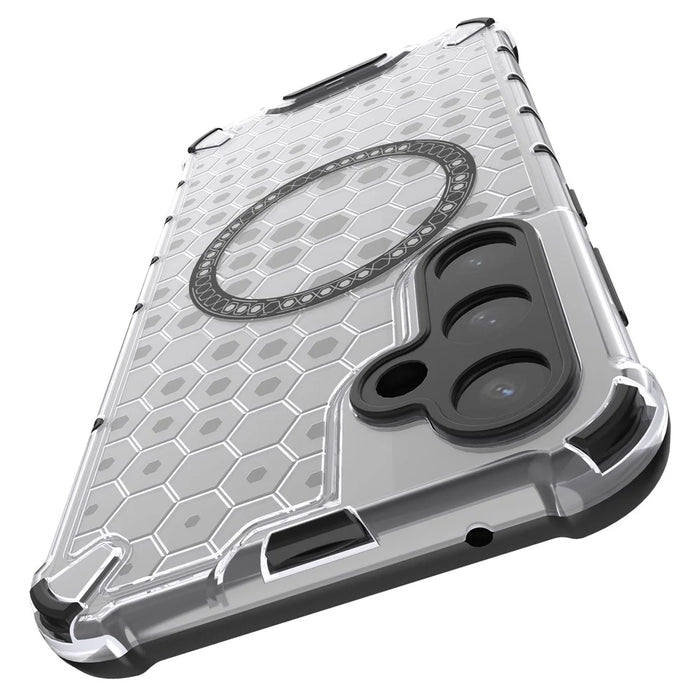 For Samsung Galaxy S23 FE Case Honeycomb Magnetic Ring TPU+PC Phone Cover - Transparent - 6