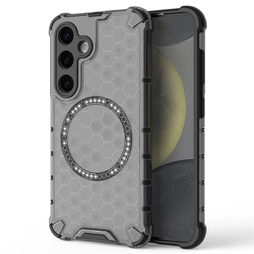 For Samsung Galaxy S24+ Case Honeycomb Magnetic Phone Cover Hybrid TPU+PC Material - Grey - 1
