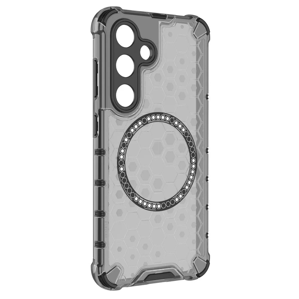For Samsung Galaxy S24+ Case Honeycomb Magnetic Phone Cover Hybrid TPU+PC Material - Grey - 3