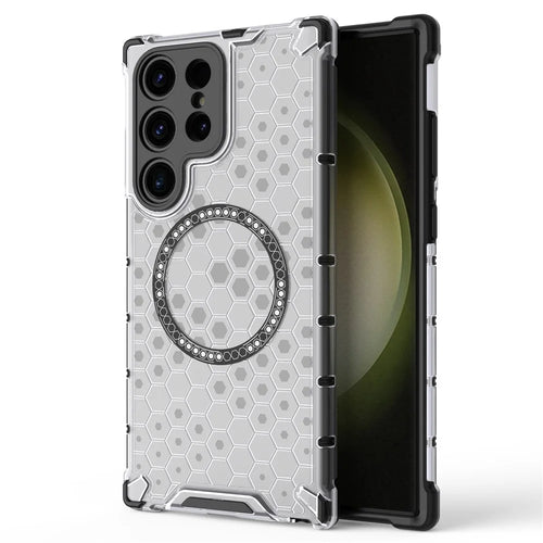 For Samsung Galaxy S23 Ultra Magnetic Case TPU+PC Phone Cover Honeycomb Shock-Absorbing - Transparent - 1