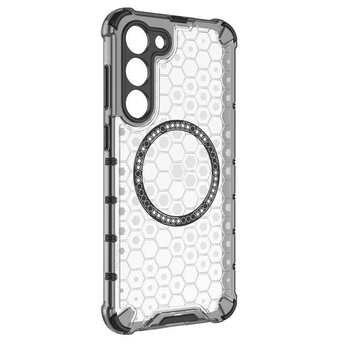 For Samsung Galaxy S23 Cell Phone Case Honeycomb TPU+PC Phone Cover Magnetic Case - Transparent - 3