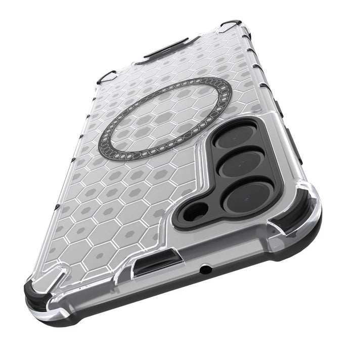 For Samsung Galaxy S23 Cell Phone Case Honeycomb TPU+PC Phone Cover Magnetic Case - Transparent - 4