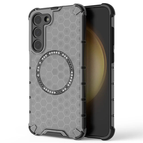 For Samsung Galaxy S23+ Cell Phone Case Honeycomb TPU+PC Phone Cover Magnetic Case - Grey - 1