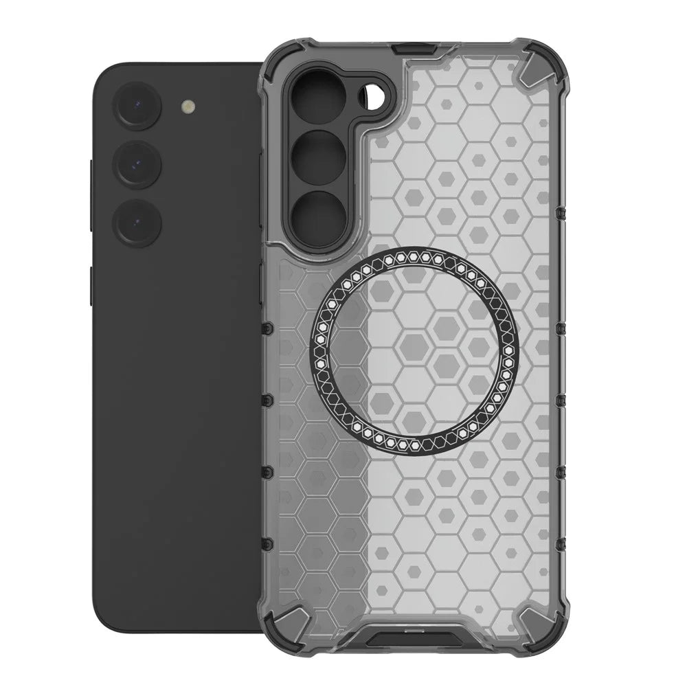 For Samsung Galaxy S23+ Cell Phone Case Honeycomb TPU+PC Phone Cover Magnetic Case - Grey - 2
