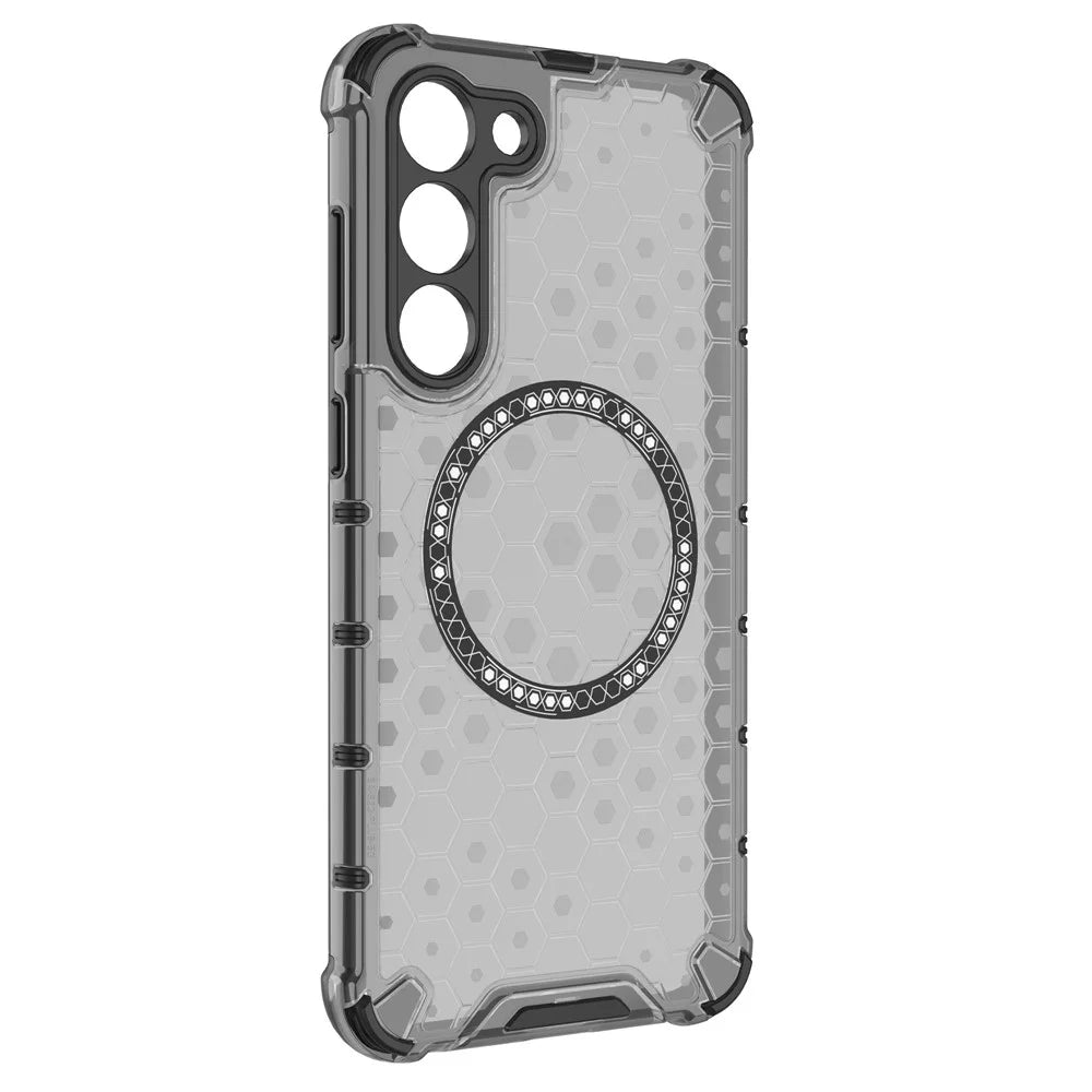 For Samsung Galaxy S23+ Cell Phone Case Honeycomb TPU+PC Phone Cover Magnetic Case - Grey - 3