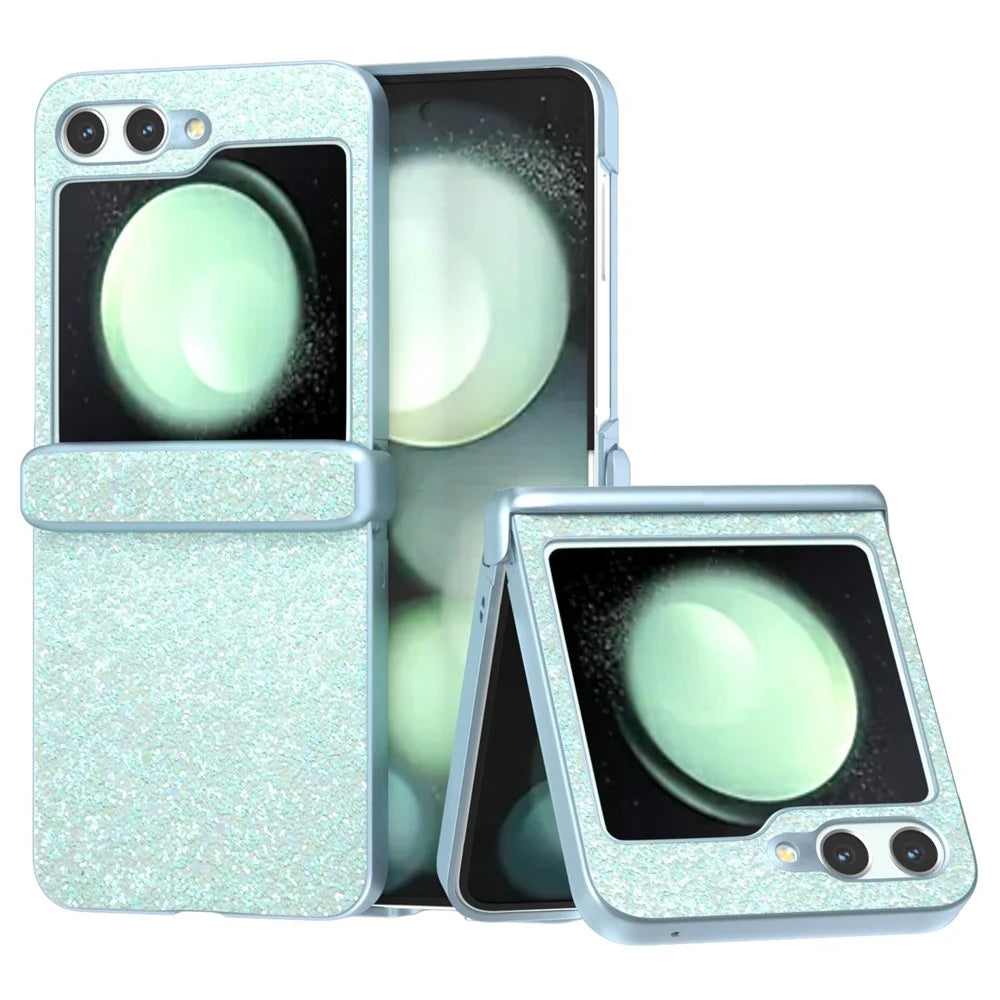 For Samsung Galaxy Z Flip7 FE 5G / Z Flip6 5G Phone Case   PC+PU Leather Phone Shell - Mint Green - 1