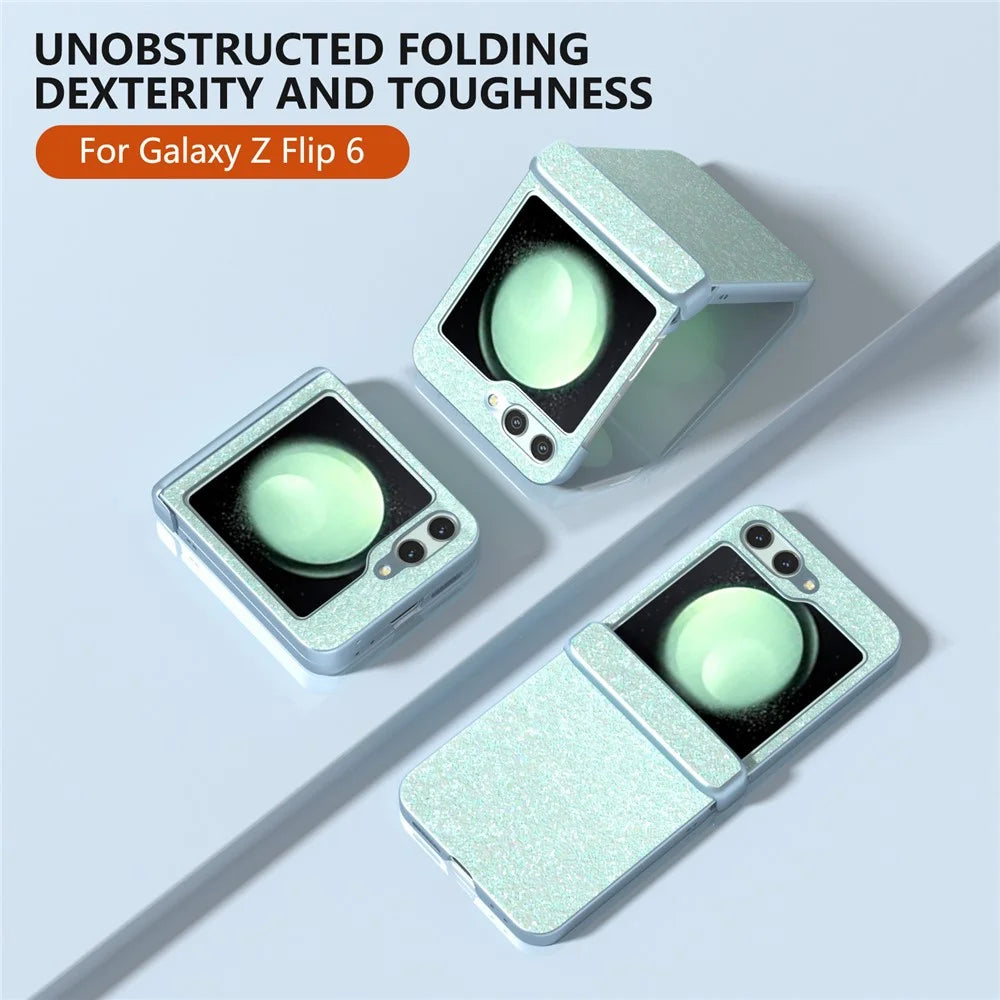 For Samsung Galaxy Z Flip7 FE 5G / Z Flip6 5G Phone Case   PC+PU Leather Phone Shell - Mint Green - 2