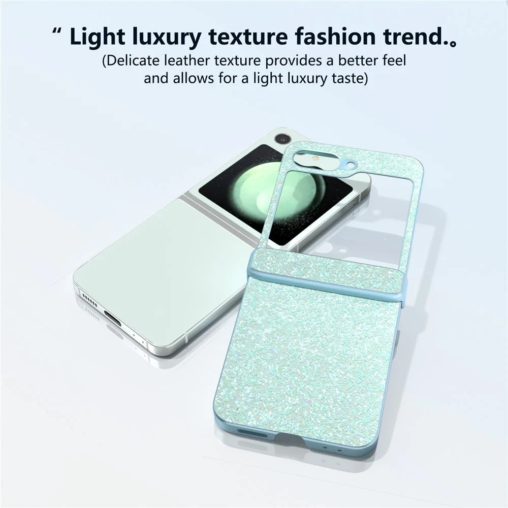 For Samsung Galaxy Z Flip7 FE 5G / Z Flip6 5G Phone Case   PC+PU Leather Phone Shell - Mint Green - 3