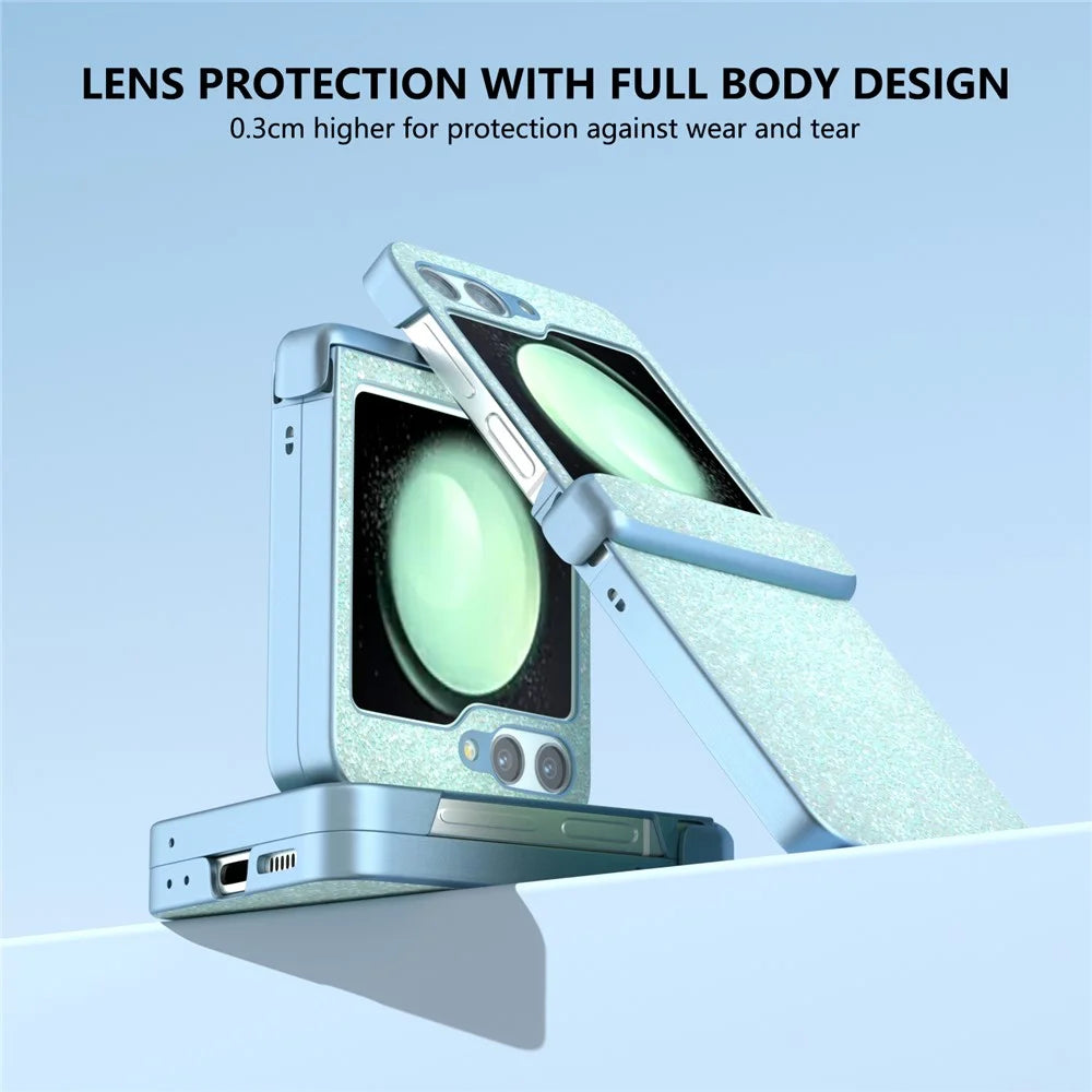 For Samsung Galaxy Z Flip7 FE 5G / Z Flip6 5G Phone Case   PC+PU Leather Phone Shell - Mint Green - 4