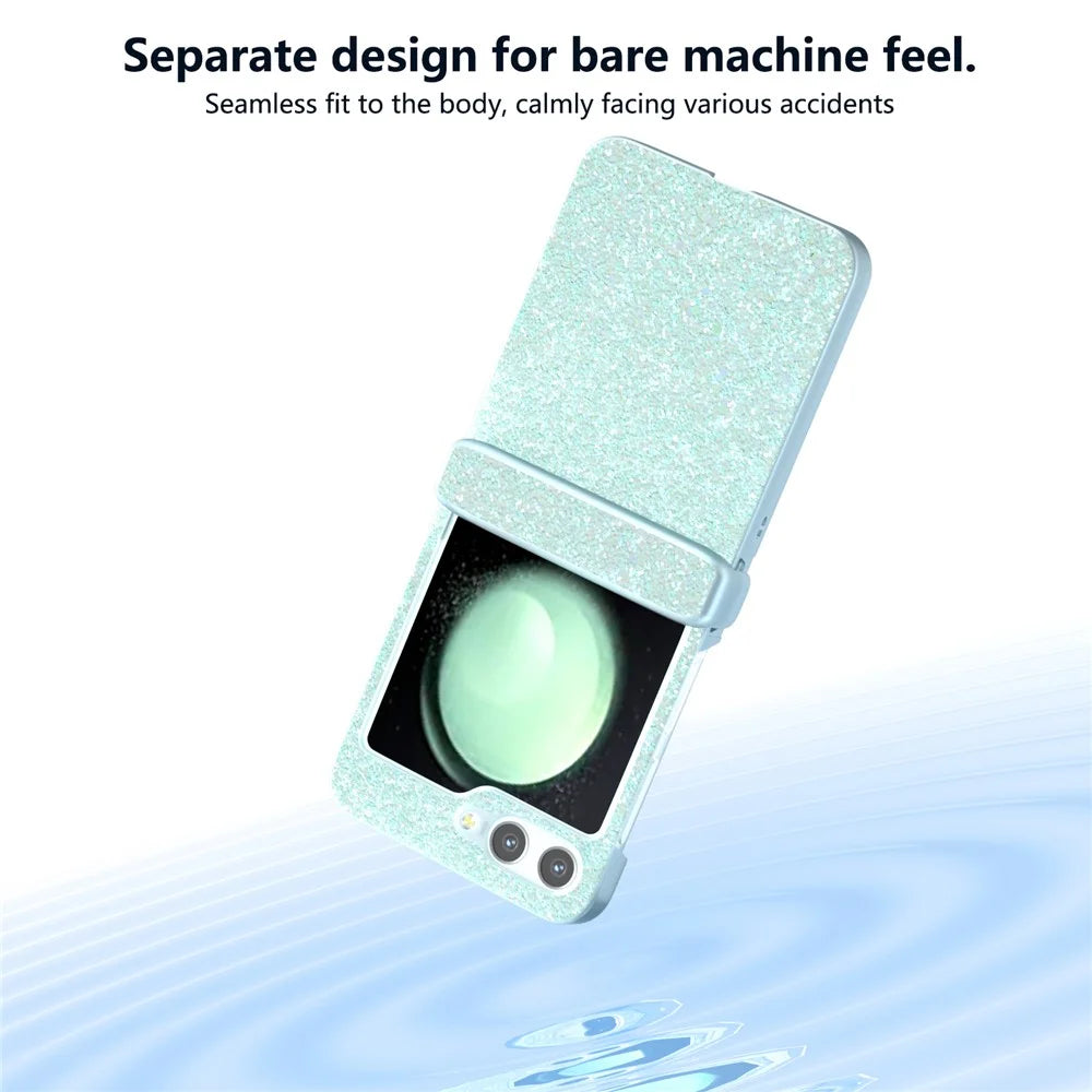 For Samsung Galaxy Z Flip7 FE 5G / Z Flip6 5G Phone Case   PC+PU Leather Phone Shell - Mint Green - 5
