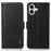 KHAZNEH For iPhone 16 Plus Wallet Case RFID Blocking Genuine Cow Leather Phone Cover - Black - 1