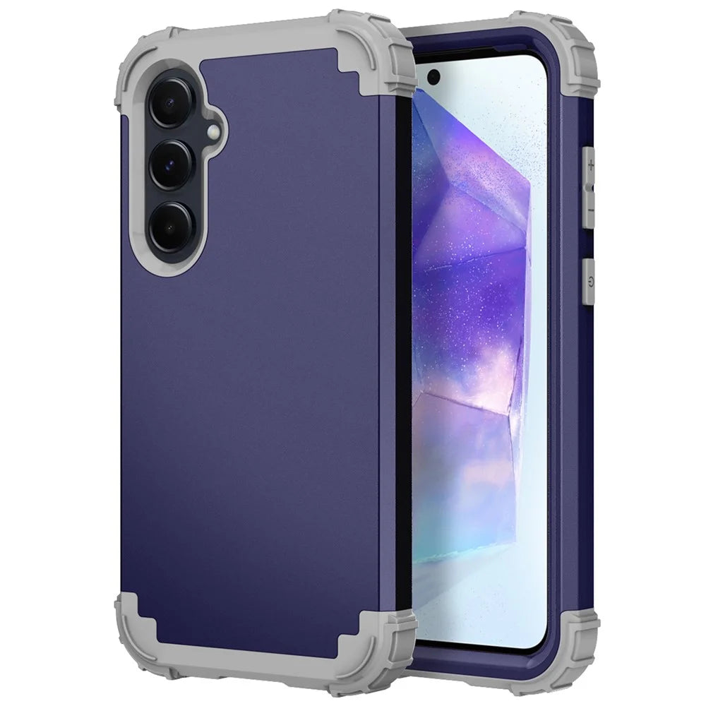 L-Style For Samsung Galaxy A55 5G Case Anti-Scratch PC + TPU Phone Cover - Navy Blue+Dark Grey - 2