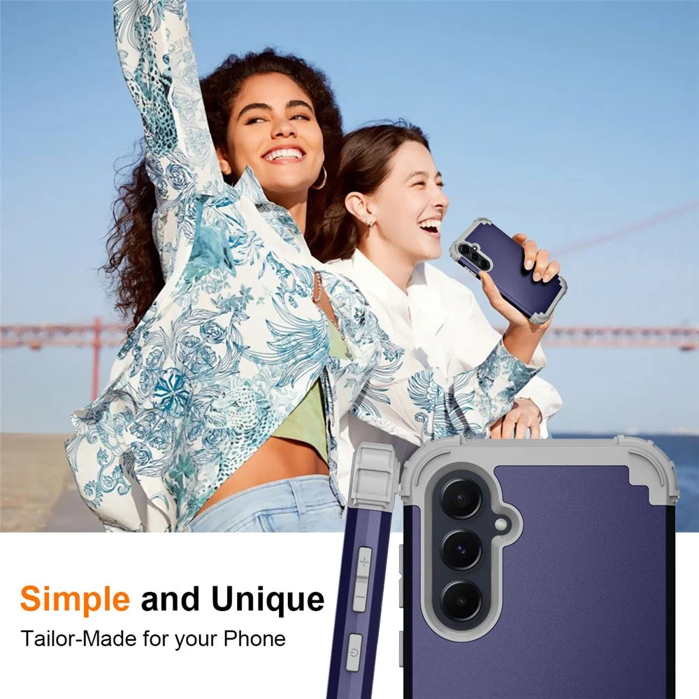L-Style For Samsung Galaxy A55 5G Case Anti-Scratch PC + TPU Phone Cover - Navy Blue+Dark Grey - 6