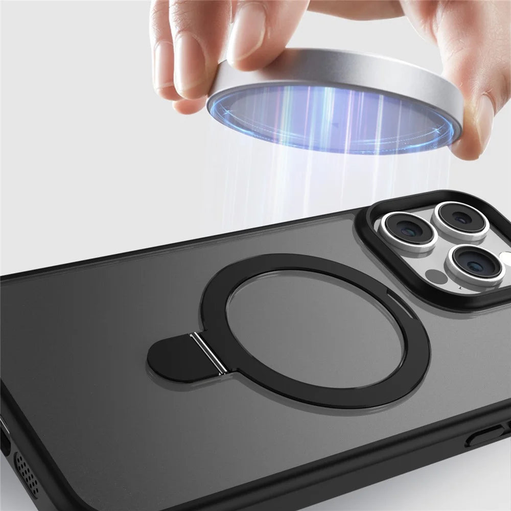 For iPhone 14 Pro Max Case Magnetic Kickstand PC+TPU Phone Case with Individual Lens Film - Green - 7