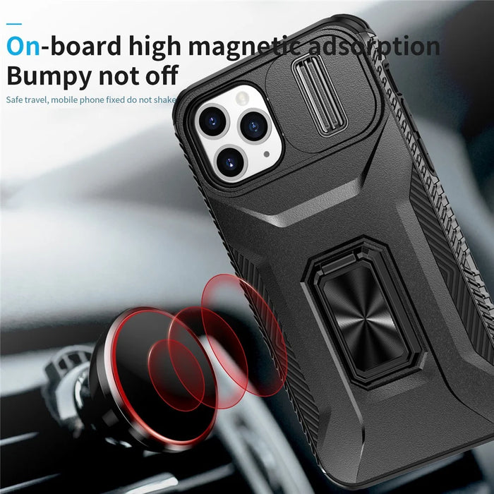 For iPhone 11 Pro Case PC+TPU Phone Cover Sliding Camshield Holder - Black - 6