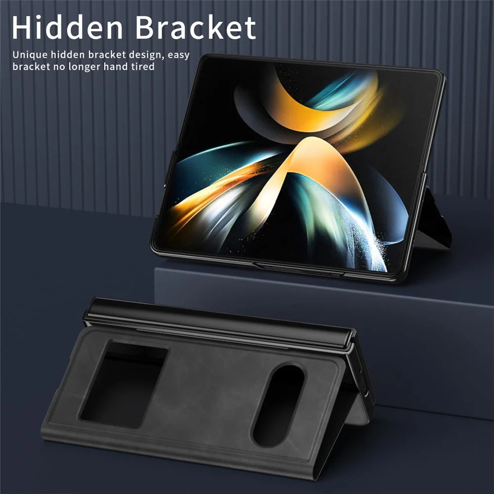 For Samsung Galaxy Z Fold6 5G Case View Window PU Leather Phone Cover - Black - 2