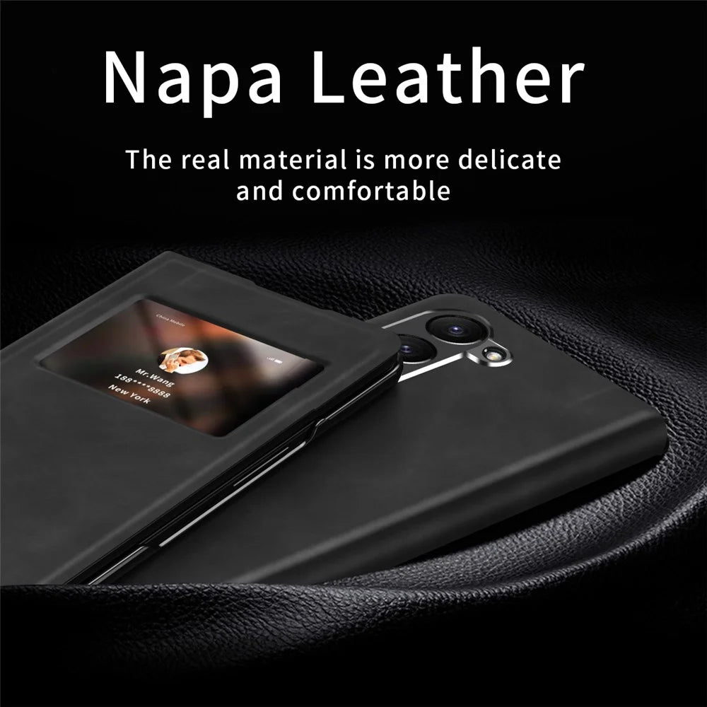 For Samsung Galaxy Z Fold6 5G Case View Window PU Leather Phone Cover - Black - 4