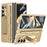For Samsung Galaxy Z Fold6 5G Case Kickstand Leather+PC Hard Phone Cover with Screen Film and Stylus - Champagne Gold - 1