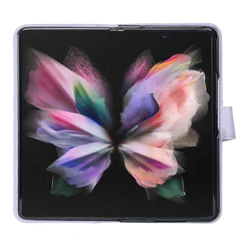BINFEN COLOR For Samsung Galaxy Z Fold6 5G Case Rhombus Wallet PU Leather Phone Cover - Purple - 2