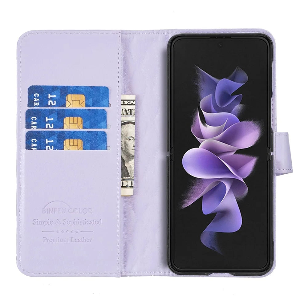 BINFEN COLOR For Samsung Galaxy Z Fold6 5G Case Rhombus Wallet PU Leather Phone Cover - Purple - 3
