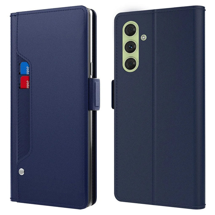 For Samsung Galaxy M55 5G / F55 5G / C55 5G Mirror Case PU Leather Flip Phone Cover with Card Slot - Blue - 1
