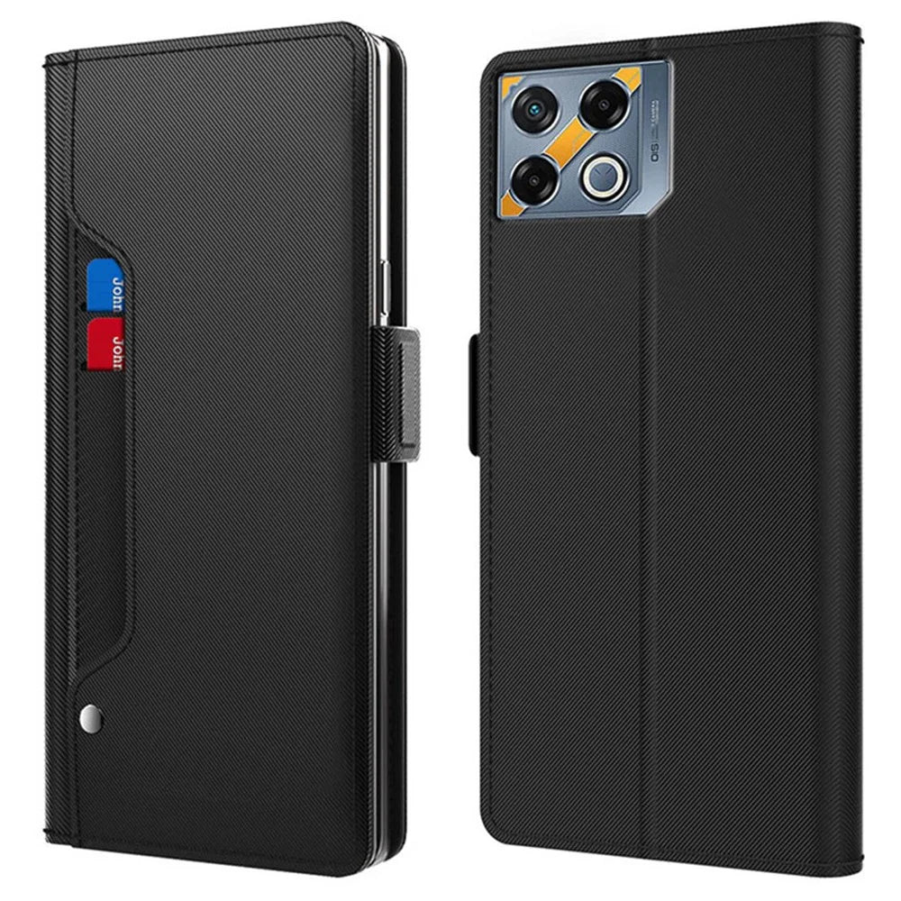 For Infinix GT 20 Pro 5G Case Card Slots Mirror PU Leather Phone Cover - Black - 1