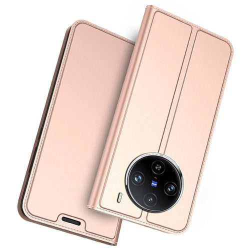 For vivo X100s 5G Case Protective PU Leather Flip Phone Cover with Card Slots - Rose Gold - 1