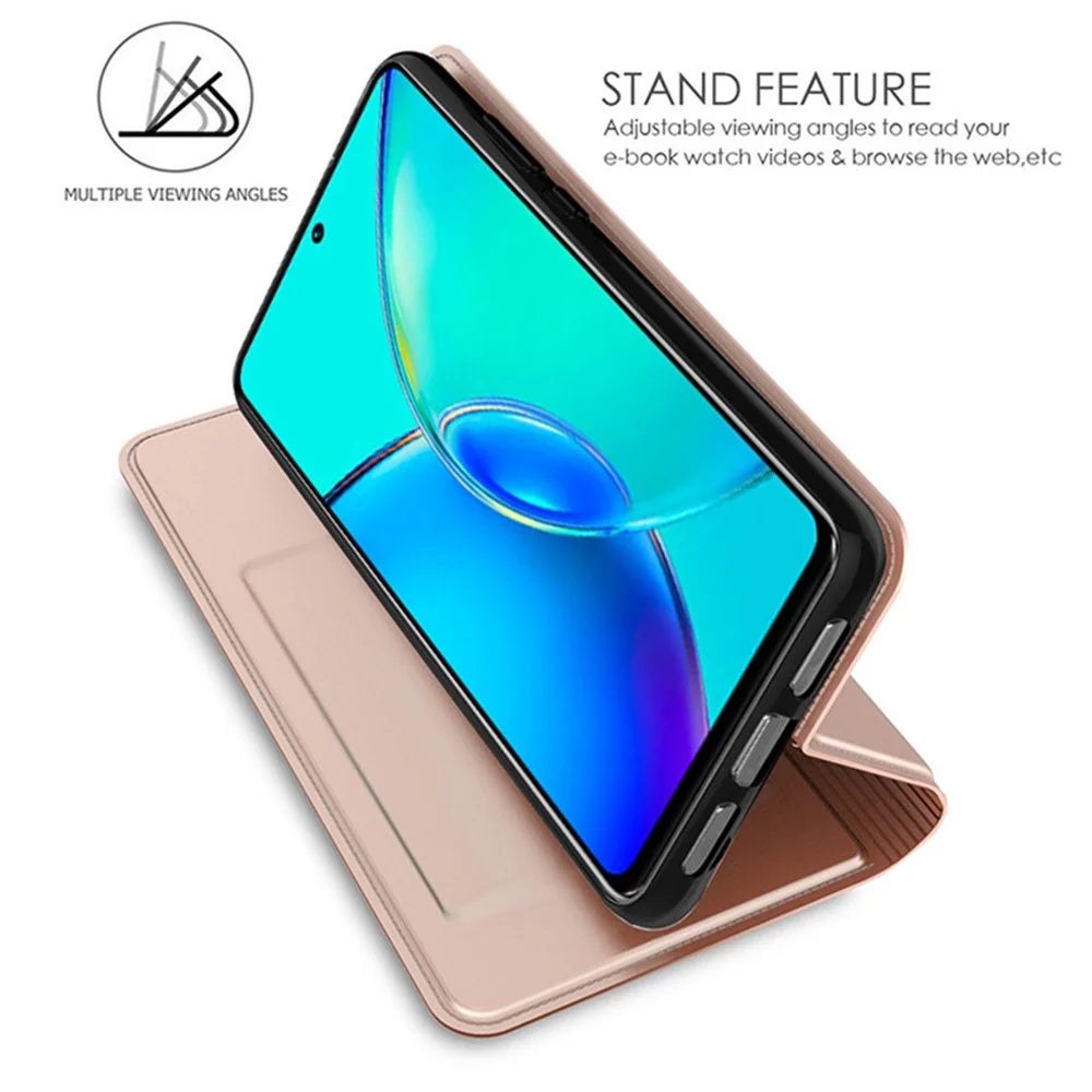 For vivo X100s 5G Case Protective PU Leather Flip Phone Cover with Card Slots - Rose Gold - 2
