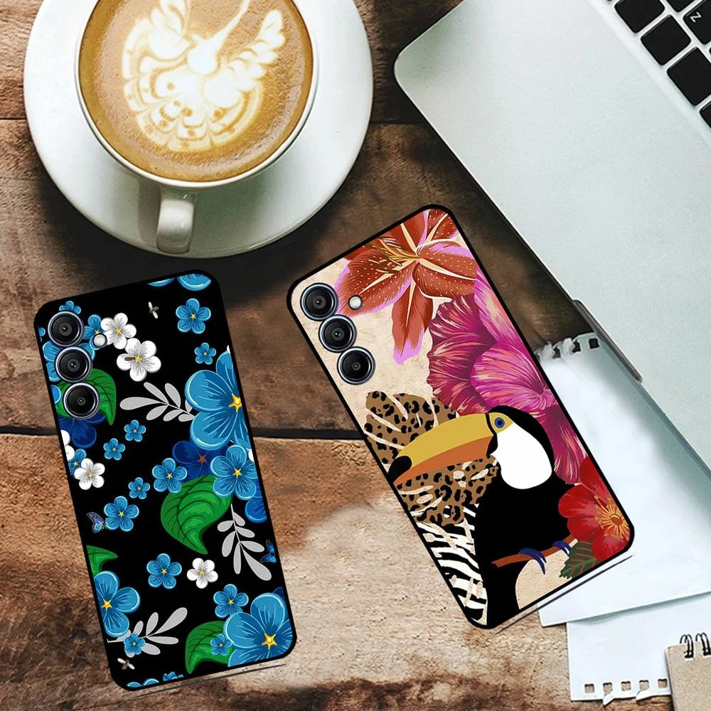 For Samsung Galaxy F15 5G / M15 5G Case Trendy Design TPU Phone Cover - Blue Flower - 2
