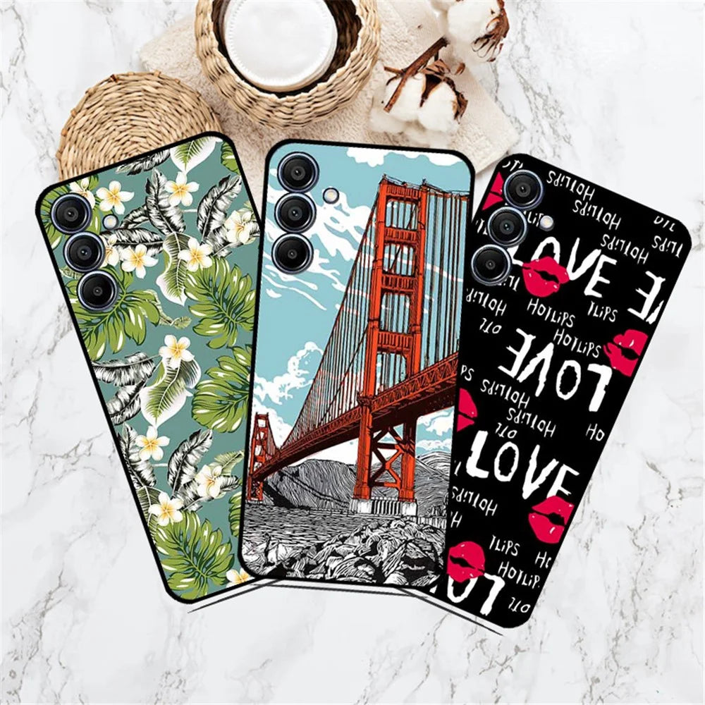 For Samsung Galaxy F15 5G / M15 5G Case Trendy Design TPU Phone Cover - Blue Flower - 5
