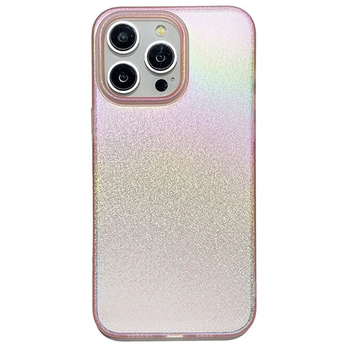 For iPhone 15 Pro Case Shiny Pearlescent Texture Soft TPU Phone Cover - Pink - 1