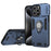 For iPhone 15 Pro Max Case PC+TPU Ring Kickstand Phone Cover with Slide Lens Lid - Blue - 1