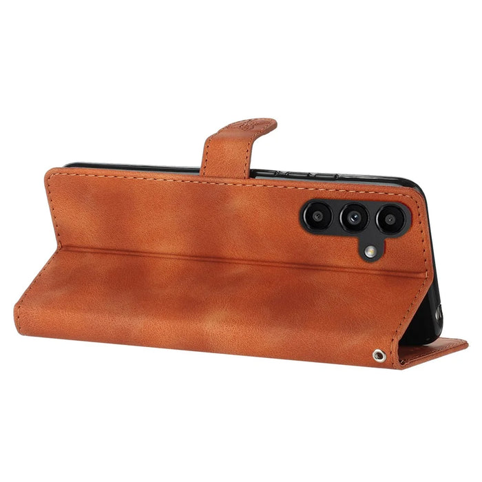 For Samsung Galaxy A55 5G Cell Phone Case Magnetic Clasp PU Leather Stand Wallet Cover - Brown - 4
