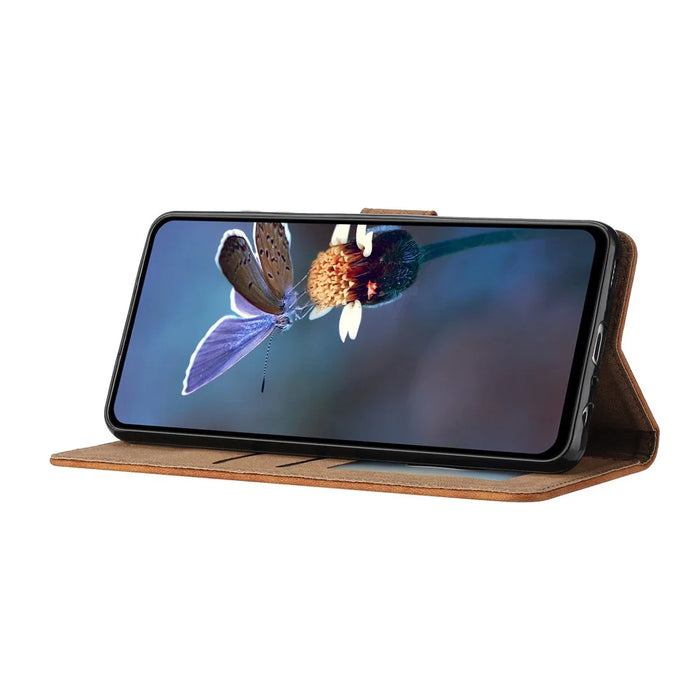 For Samsung Galaxy A55 5G Case Butterfly Imprinted Leather Anti-Scratch Phone Shell - Brown - 3
