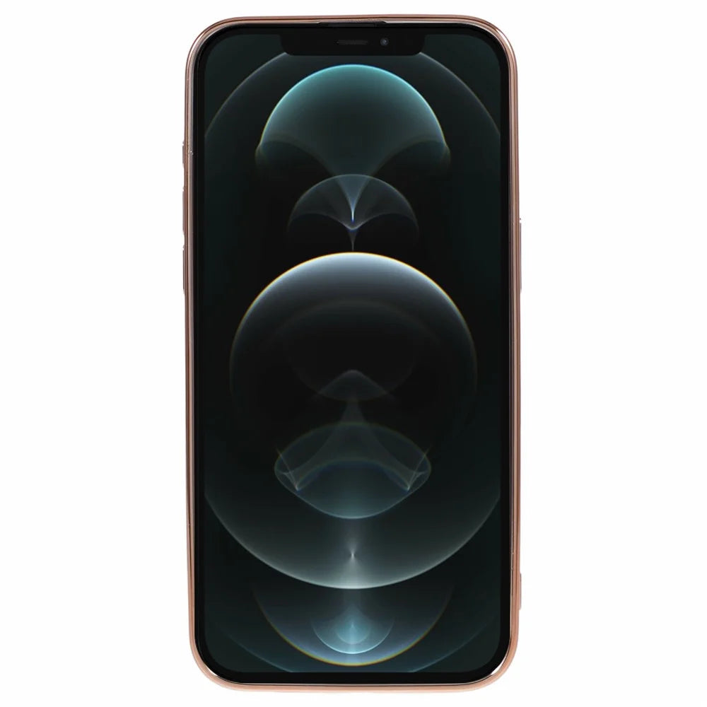 For iPhone 12 Pro Max TPU Case with Heart Hand Strap Electroplating Phone Cover - Black - 2