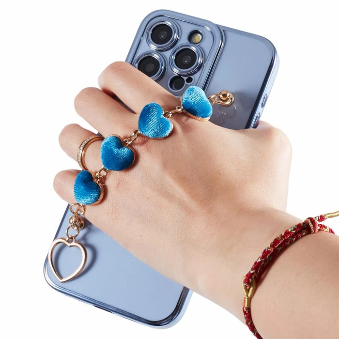 For iPhone 15 Pro Max Soft TPU Case Electroplating Slim Phone Cover with Strap - Blue - 7