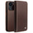QIALINO For iPhone 14 Plus Wallet Case Stand Genuine Cow Leather Flip Phone Cover - Brown - 1