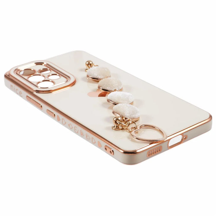 For Samsung Galaxy A52 4G / 5G / A52s 5G TPU Case with Heart Chain Strap, Electroplating Phone Cover - White - 5