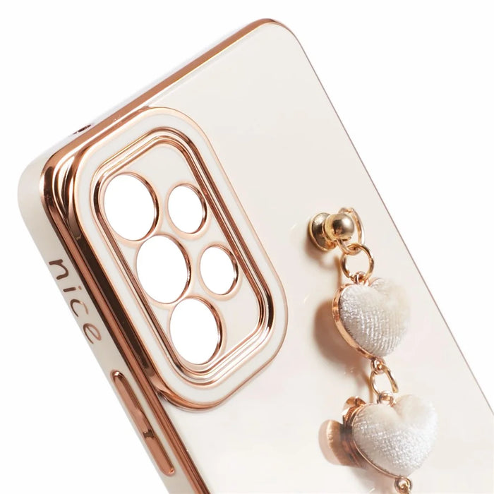 For Samsung Galaxy A52 4G / 5G / A52s 5G TPU Case with Heart Chain Strap, Electroplating Phone Cover - White - 6