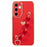 For Samsung Galaxy S23 FE Phone Case Electroplating TPU Back Cover with Heart Hand Strap - Red - 1