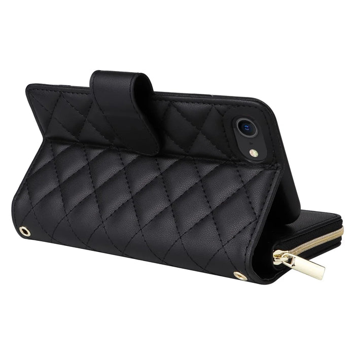 For iPhone 6 / 6s / 7 / 8 / SE (2020) / SE (2022) Case Zipper Wallet PU Leather Phone Cover -  Black - 5