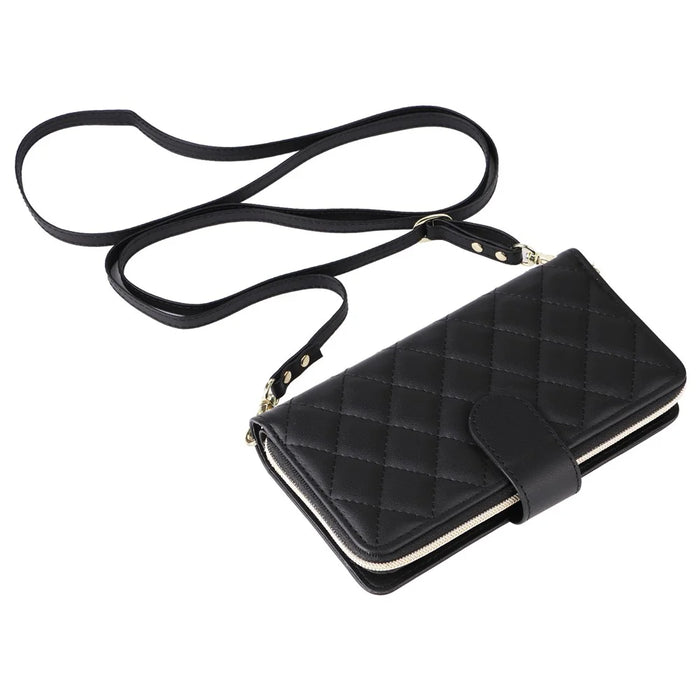 For iPhone 6 / 6s / 7 / 8 / SE (2020) / SE (2022) Case Zipper Wallet PU Leather Phone Cover -  Black - 6
