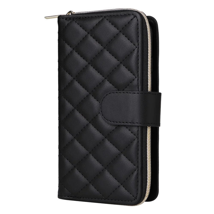 For iPhone 6 / 6s / 7 / 8 / SE (2020) / SE (2022) Case Zipper Wallet PU Leather Phone Cover -  Black - 7