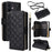 For iPhone 12 mini Zipper Wallet Case Rhombus Leather Handbag Phone Cover - Black - 1
